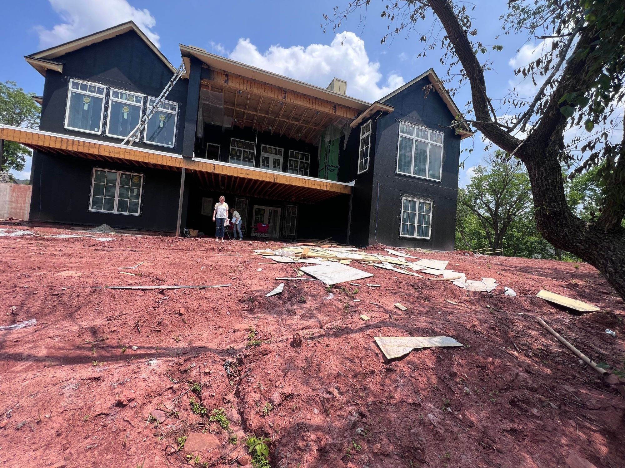 Backyard site before pool construction overlooking lake in Lake of the Woods Jones Oklahoma.